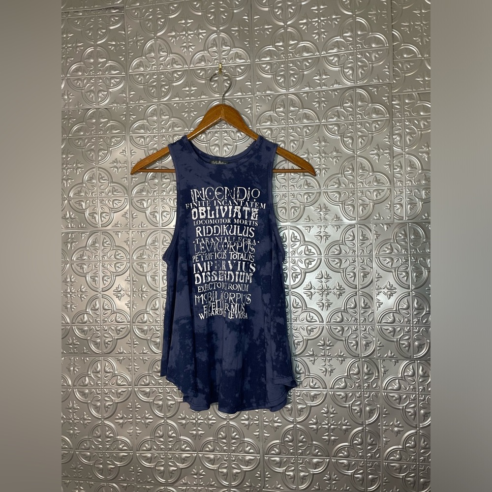 Harry Potter Blue Stonewash Tye dye Witch Tank Top Blouse Universal Studios xs